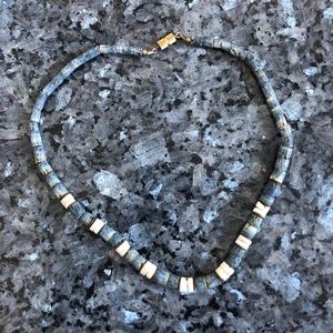 A handmade blue/white/green retro necklace